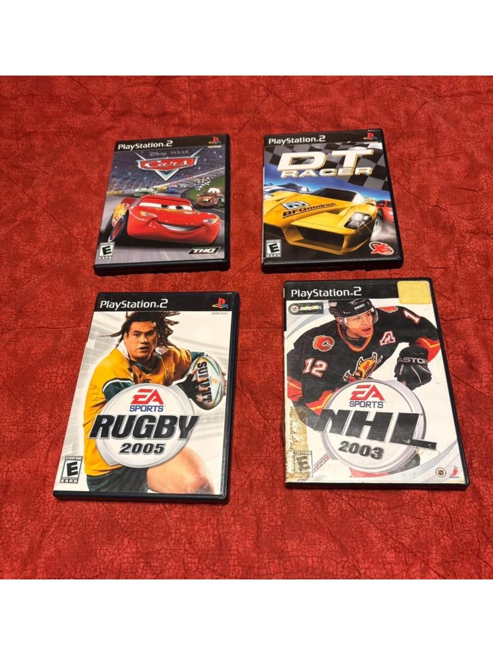 PS2 Game Bundle EA Sports Rugby 2005 NHL 2003 Disney Pixar Cars + DT Racer